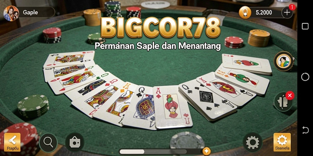 Tampilan gameplay seru dari BIGCOR78 yang menampilkan aksi Gaple.