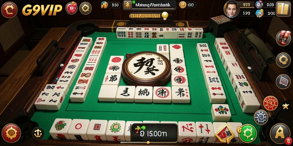 Tampilan gameplay G9VIP yang menarik dengan ubin Mahjong berwarna-warni.