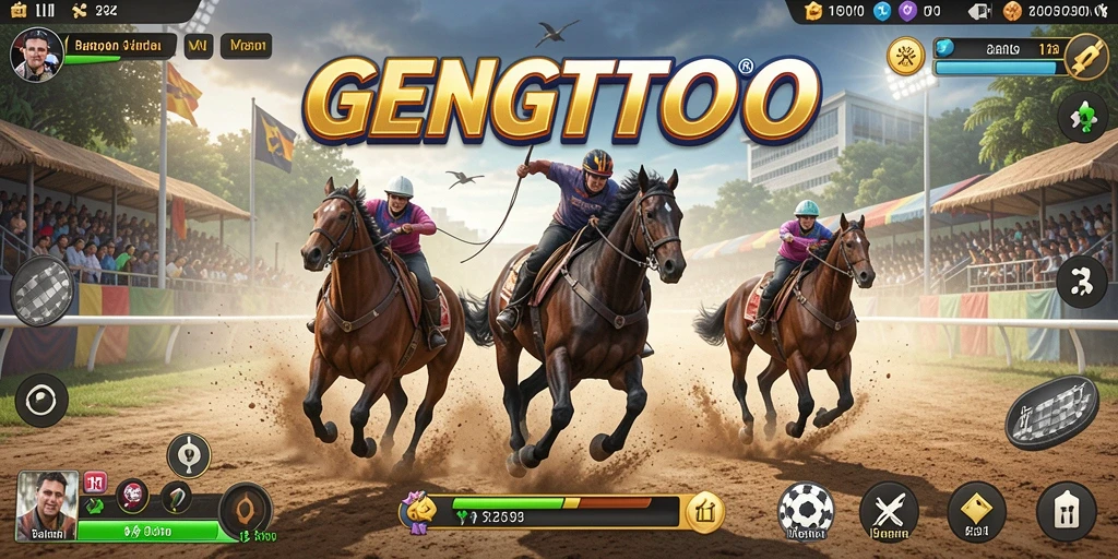 Tangkapan layar utama GENGTOTO menampilkan aksi balapan yang mendebarkan.