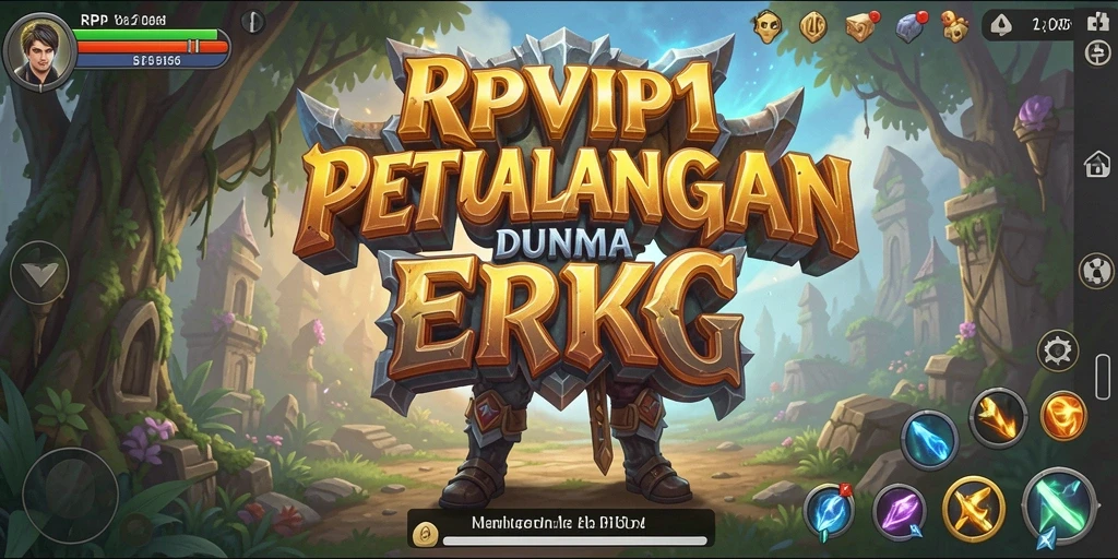 Screenshot utama RPVIP1 menampilkan karakter dalam pertempuran epik di dunia RPG yang fantastis.